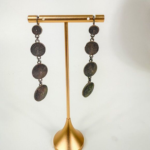 Sterling Silver Spiral Filigree Corbula Sardegna Italy 4-Tier Dangle Earrings - Picture 2 of 6